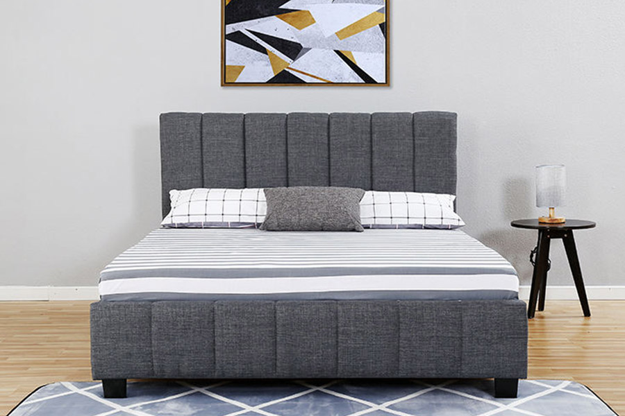 1333 Leaba Upholstered Fabraic Plush Nua-Aimseartha Liath