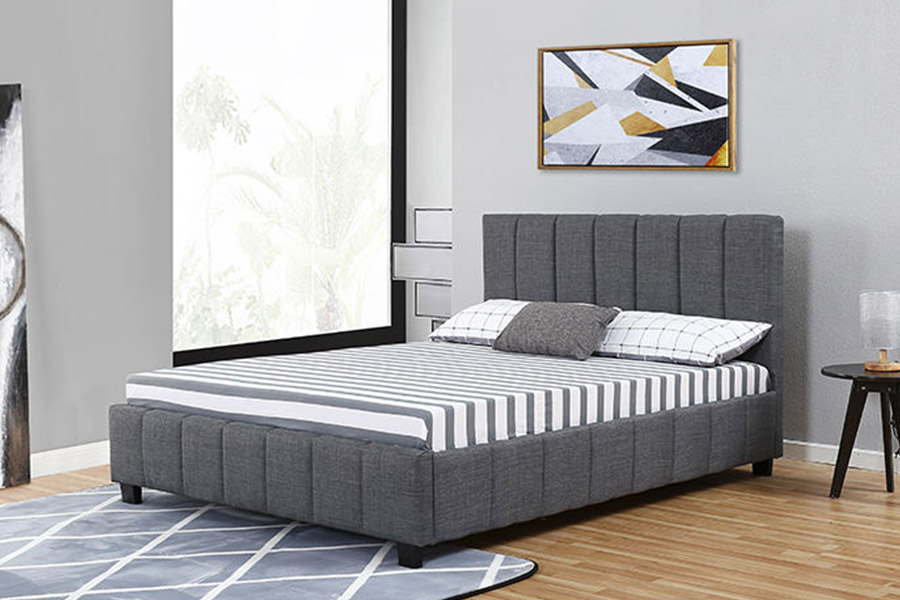 1333 Leaba Upholstered Fabraic Plush Nua-Aimseartha Liath