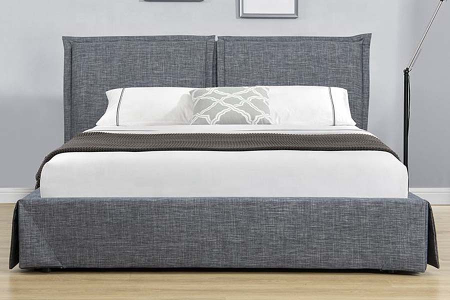 1530 Leapacha Upholstered Fabraic Línéadaigh Fráma Leaba Stórála Upholstered