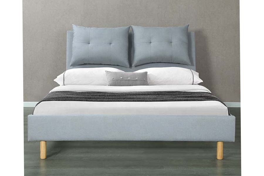 1503 Fráma Pillow Stíl MDF Leaba Upholstered Dearadh Nua-Aimseartha