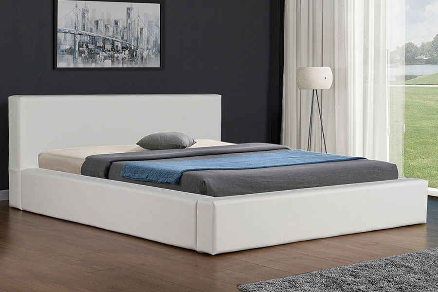 4246 Fráma Leaba Stórála Leathar Faux Minimalist Lochlannach