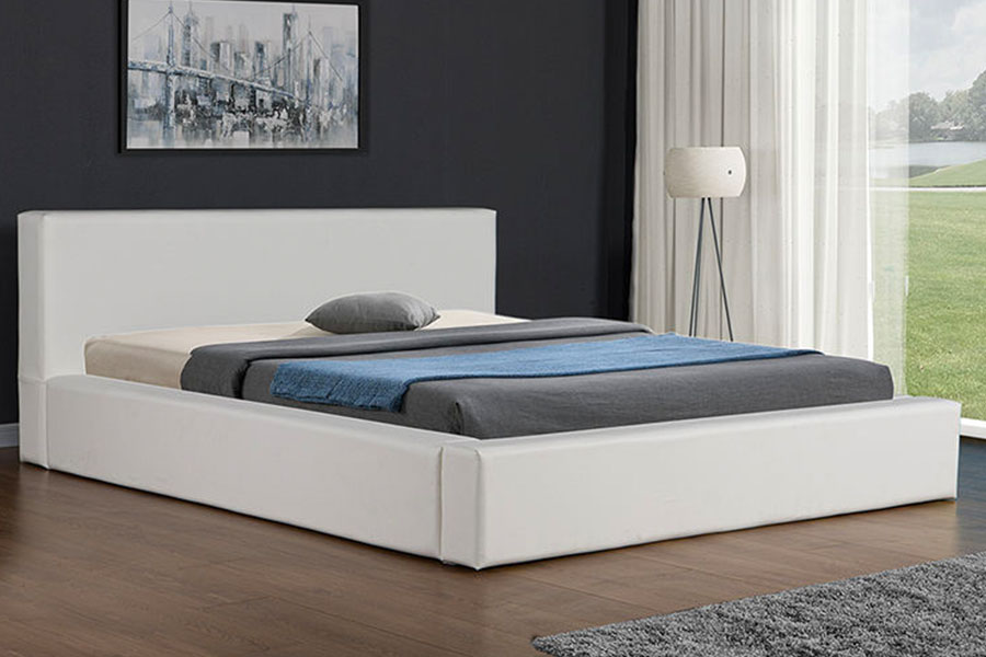 4246 Fráma Leaba Stórála Leathar Faux Minimalist Lochlannach