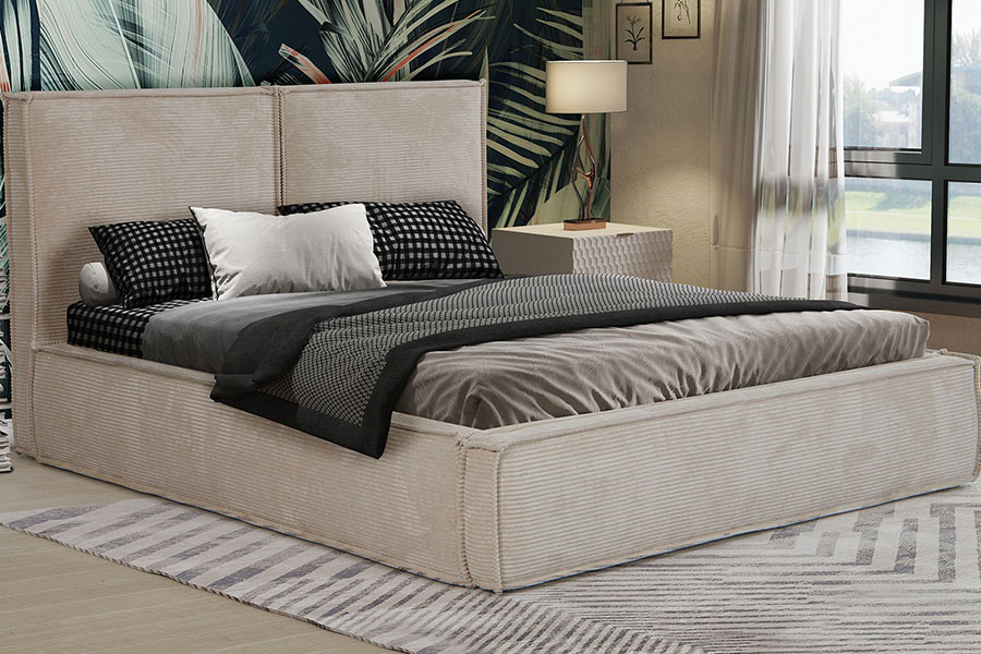 4213 Fabraic Corduroy Tofu-Dearadh Leaba Upholstered