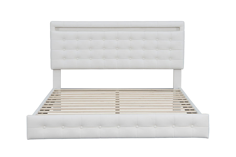 4209 Fráma Leaba Upholstered LED Inchoigeartaithe Méid Rí