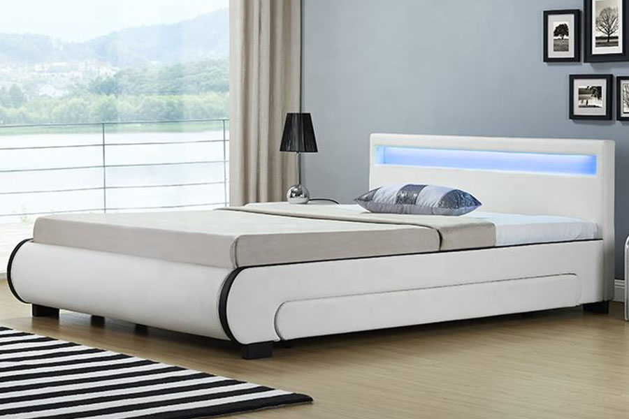 1135-1D Stóráil stiúir Upholstered Drawer Leaba Leathar PU