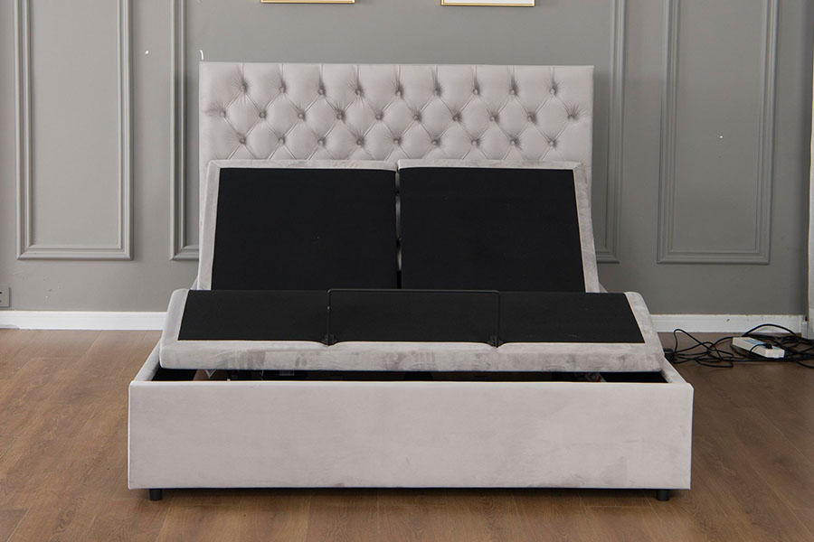 4963 Fráma Leaba Stórála Diamond Velvet Grey Inchoigeartaithe Leictreach