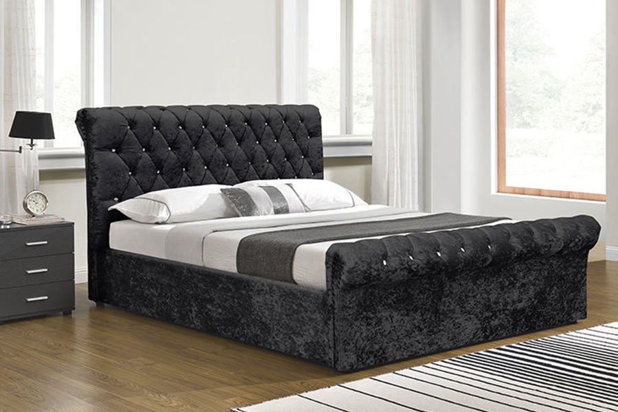 1153G Leaba Stórála Ottoman Crystal Velvet brúite Chesterfield