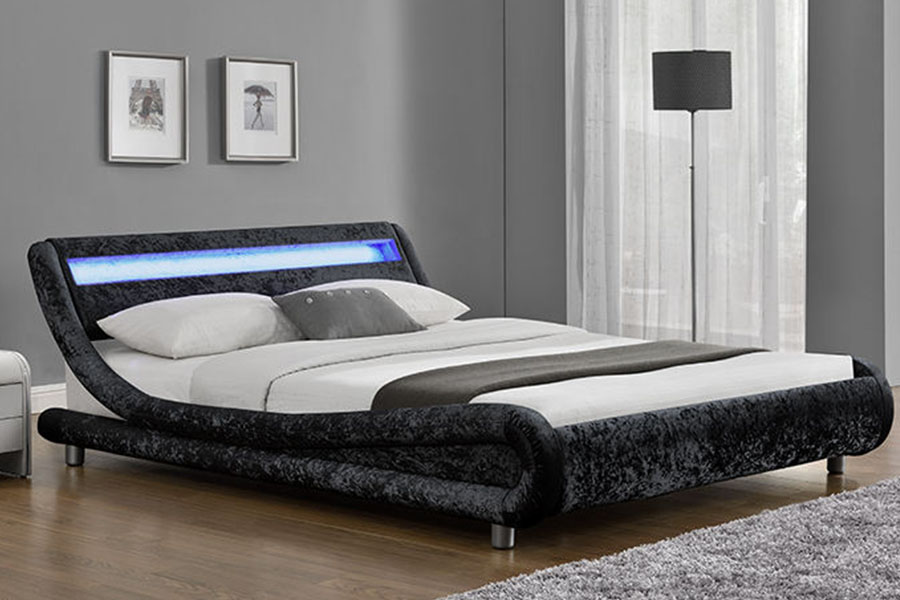 1140-1 Leathar Sintéiseach Dual-Tone LED Fráma Leaba Upholstered