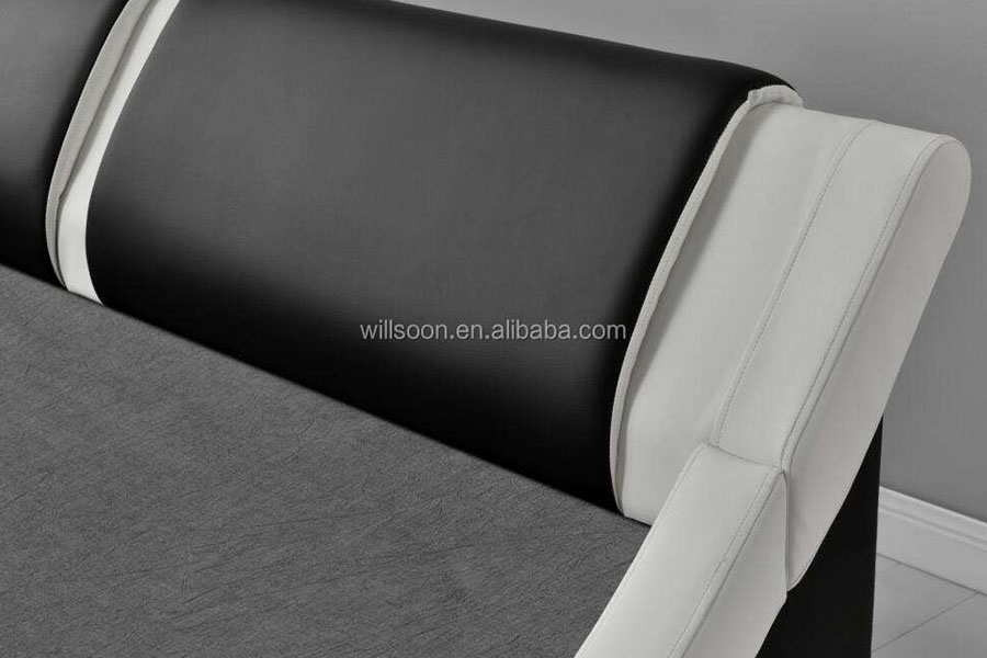 1187-1 Cruth S-Iodálach LED Leathar Rí Fráma Leaba Upholstered