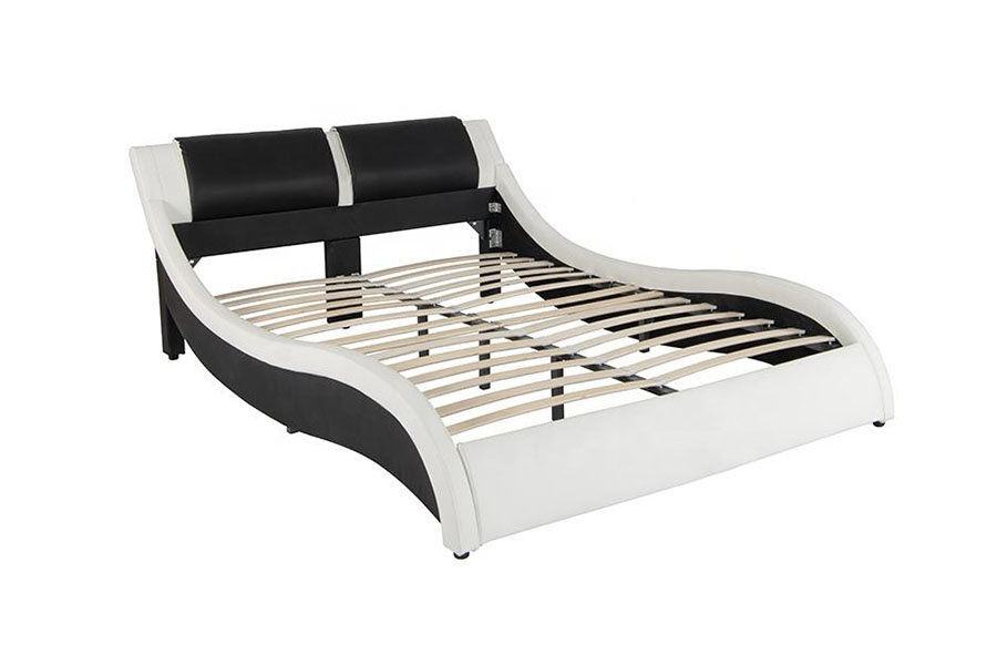1178-1 Tonn-Cosúil le Fráma LED Leathar Banríona Rí Upholstered Leaba