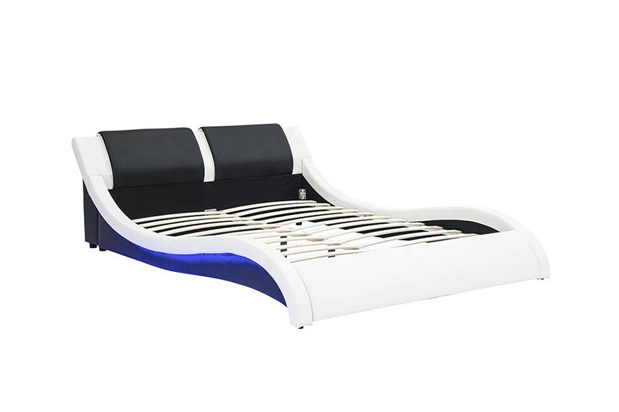 1178-1 Tonn-Cosúil le Fráma LED Leathar Banríona Rí Upholstered Leaba