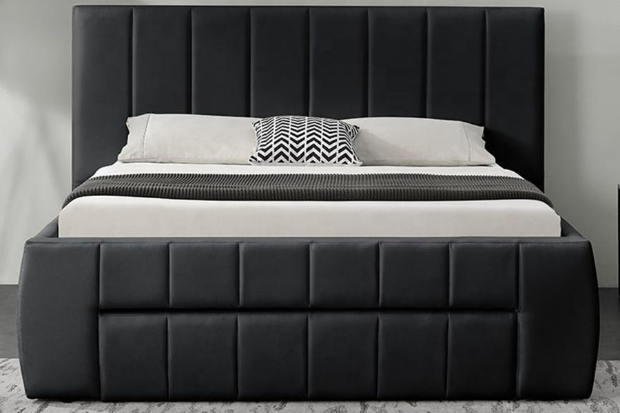 1238D Eorpach PU-Leathar Drawer-Stórála Rí Fráma Leaba Upholstered