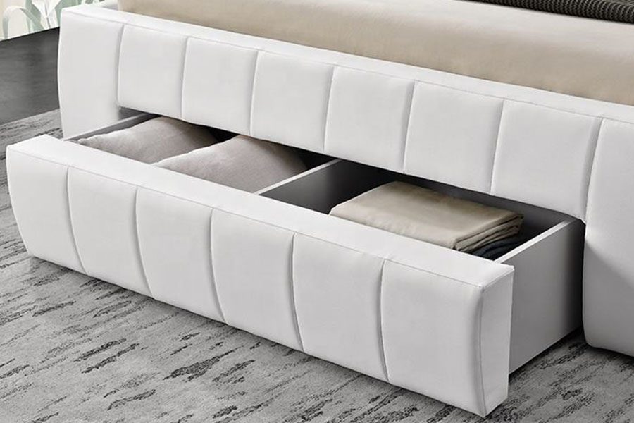 1238D Eorpach PU-Leathar Drawer-Stórála Rí Fráma Leaba Upholstered
