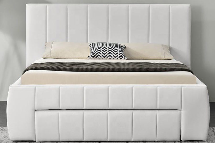 1238D Eorpach PU-Leathar Drawer-Stórála Rí Fráma Leaba Upholstered