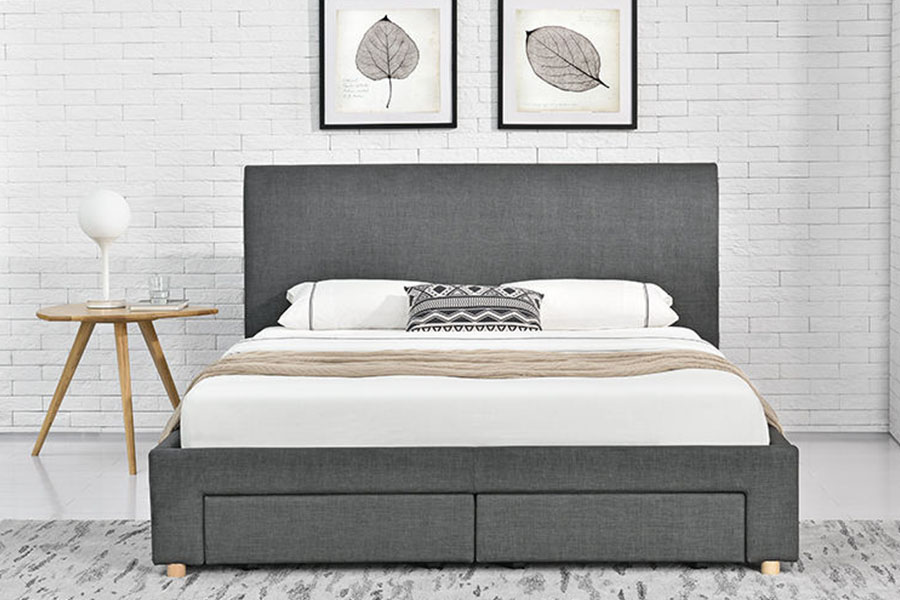 1216D Fráma Leaba Stórála Cumhdaithe Fabraic Ceithre Drawer Minimalist