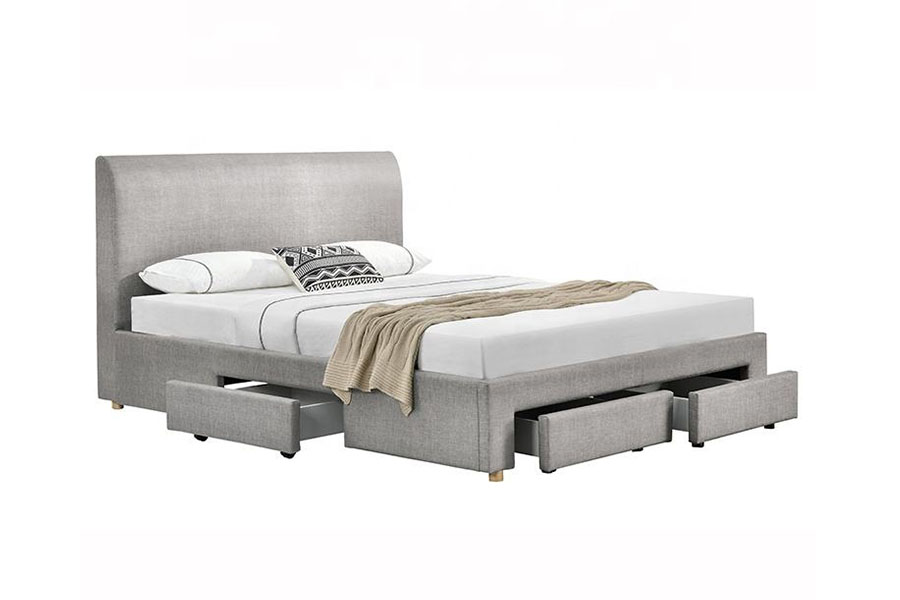 1216D Fráma Leaba Stórála Cumhdaithe Fabraic Ceithre Drawer Minimalist