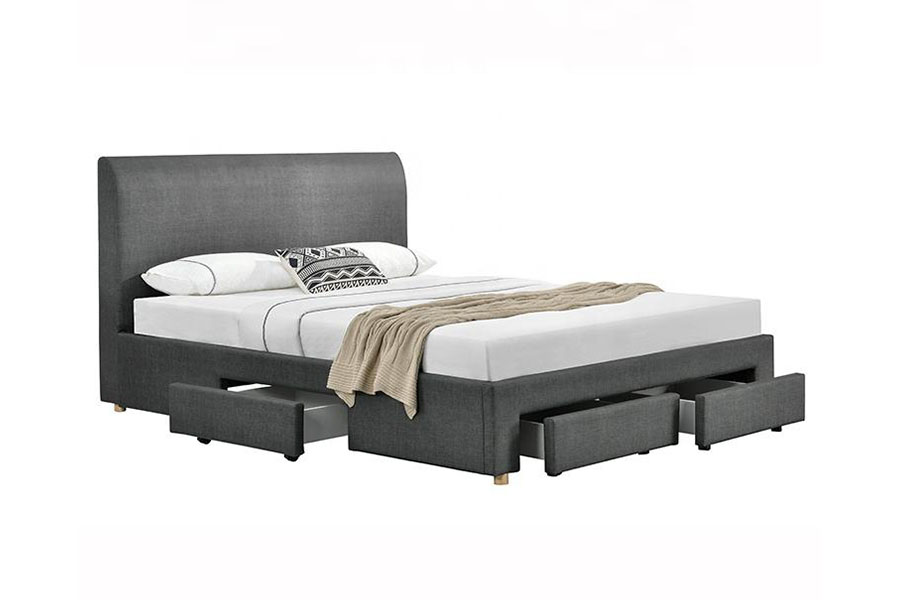 1216D Fráma Leaba Stórála Cumhdaithe Fabraic Ceithre Drawer Minimalist