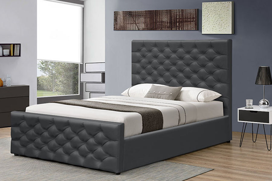 Fráma Leaba Stórála Ottoman Sleigh Chenille-Velvet 1208G Chesterfield