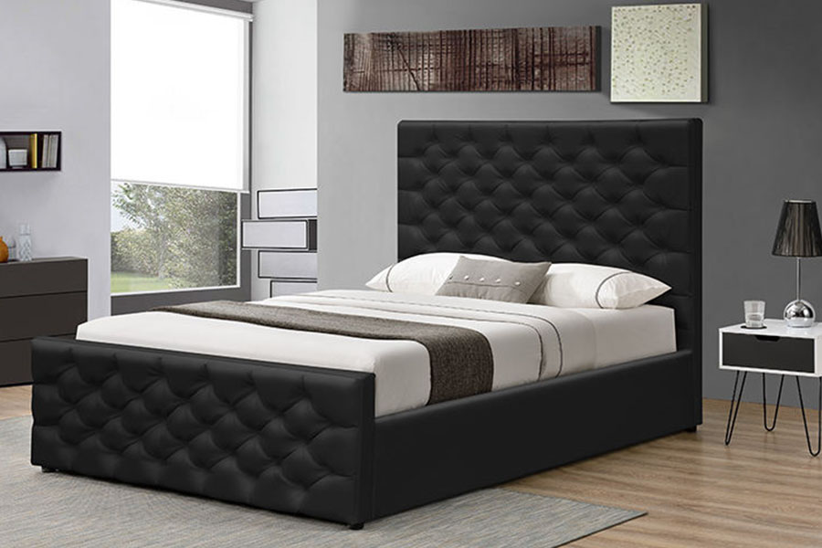 Fráma Leaba Stórála Ottoman Sleigh Chenille-Velvet 1208G Chesterfield