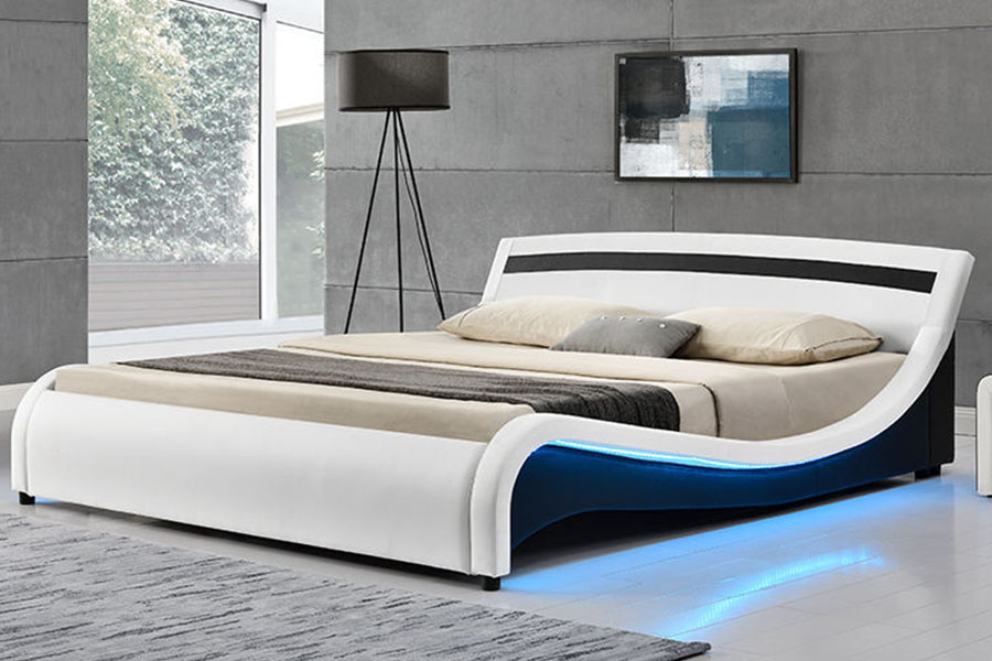 1188-1-2B Leathar PU Nua-Aimseartha Faoi stiúir Fráma Leaba Upholstered