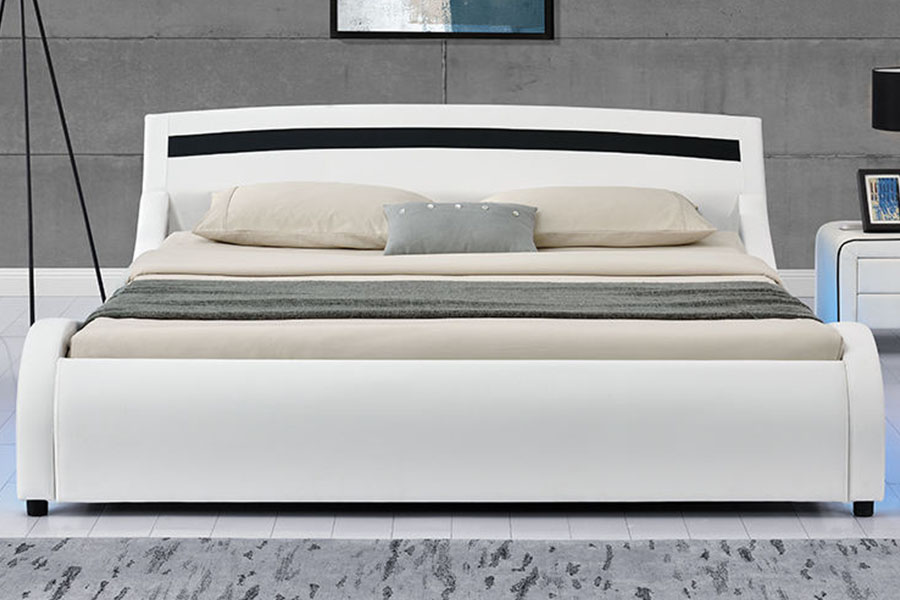 1188-1-2B Leathar PU Nua-Aimseartha Faoi stiúir Fráma Leaba Upholstered