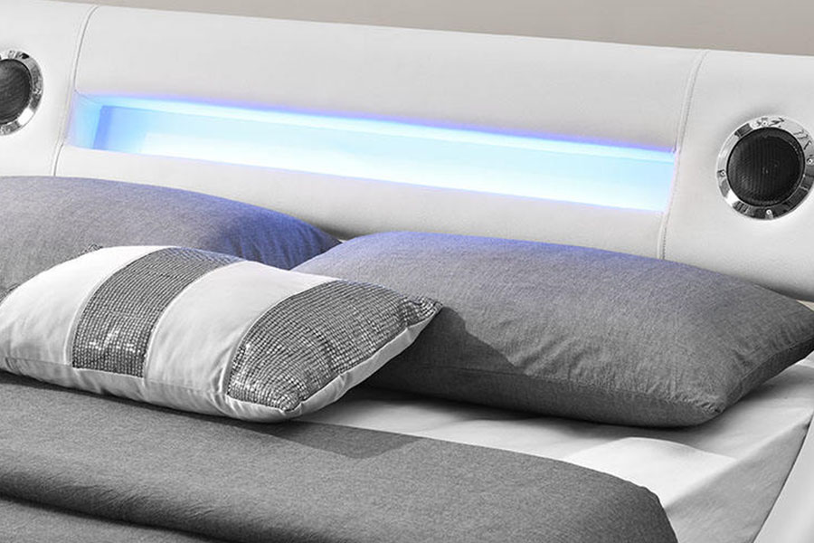 1324-1GS Gorgeous LED Cainteoir Leathar Ardaitheoir Gáis Stóráil Fráma Leaba Upholstered