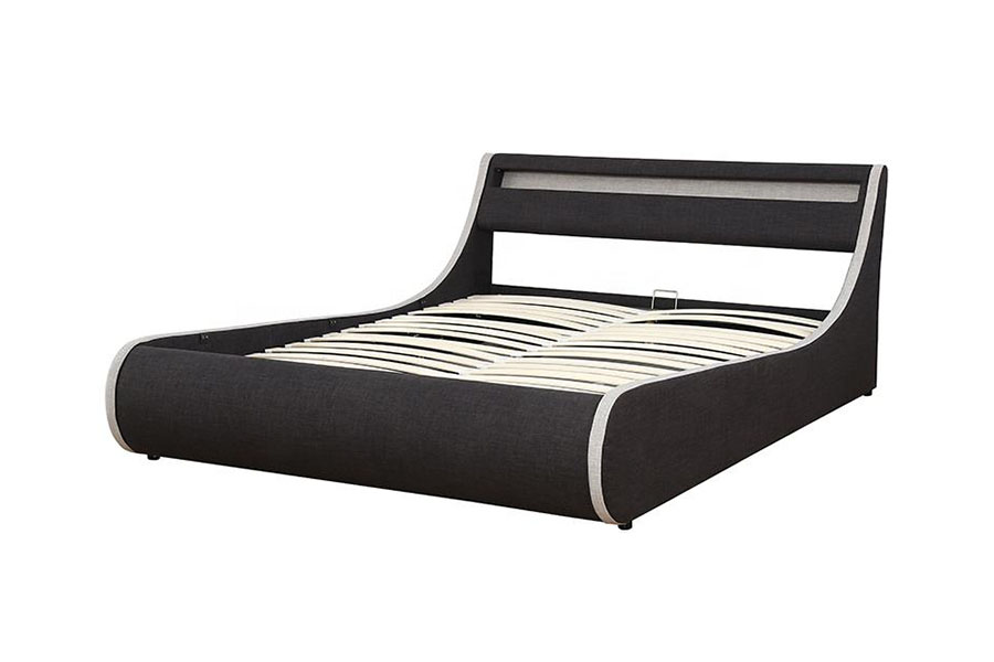 1408-1G Línéadaigh-Fráma Bog-Fráma Adhmaid Stóráil Ottoman Fráma Leaba Upholstered