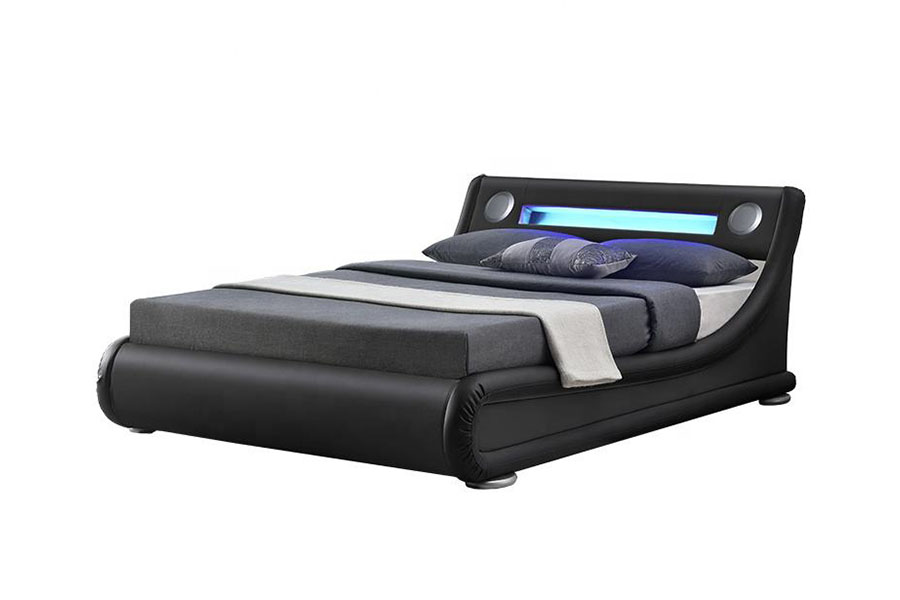 1324-1GS Gorgeous LED Cainteoir Leathar Ardaitheoir Gáis Stóráil Fráma Leaba Upholstered