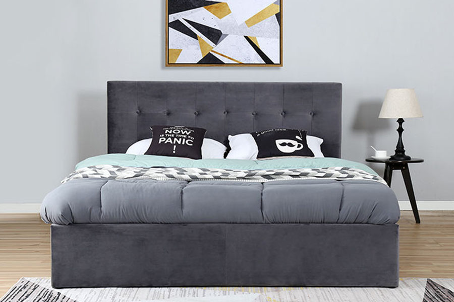 1407G Ardaitheoir Gáis Velvet Oibríocht Solúbtha Stóráil Adhmaid Fráma Leaba Upholstered