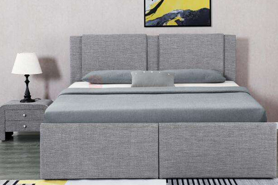 1311DG ​​Gáis-Ardaitheoir Dhá-Drawer Fabraic Stóráil Adhmaid Fráma Leaba Upholstered