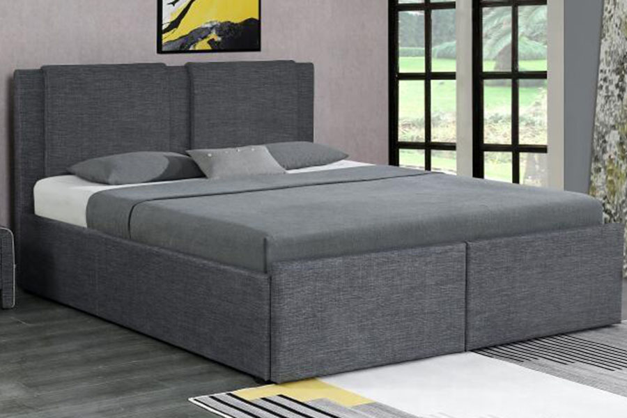 1311DG ​​Gáis-Ardaitheoir Dhá-Drawer Fabraic Stóráil Adhmaid Fráma Leaba Upholstered