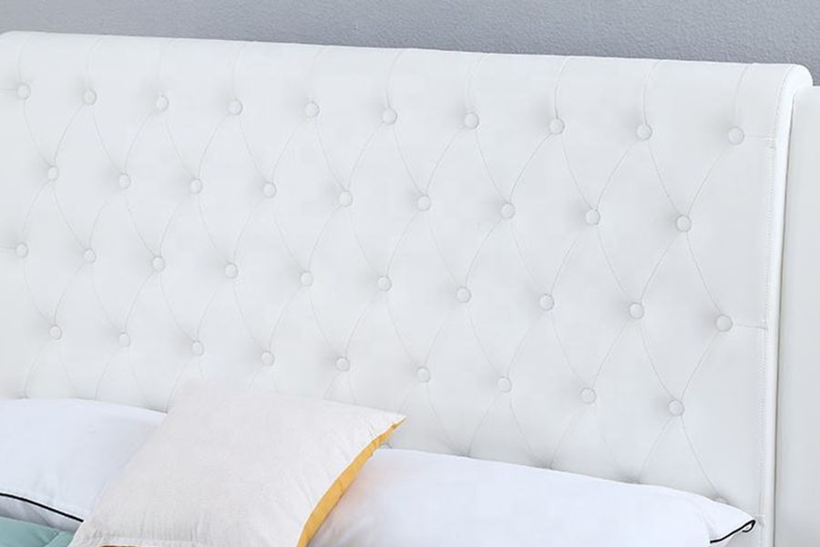 1398G Fráma Adhmaid Ardaitheoir Gáis Bán-Leathar Fráma Leaba Stórála Mórdhíola Upholstered