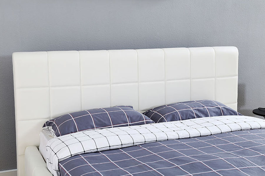 1305G Trí Thaobh Stóráil Leathar Bán-PU faoi stiúir Fráma Leaba Leaba Upholstered