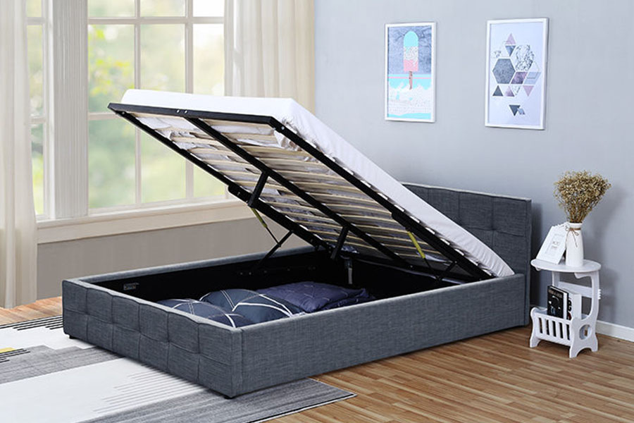 1295G Painéal-Clár Fabraic Fráma Leaba Stórála Ottoman le Upholstered