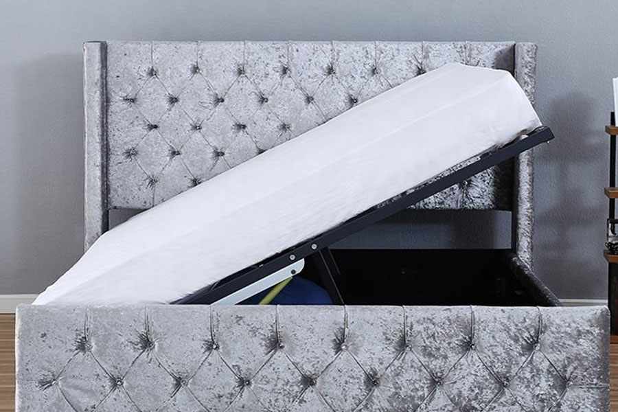 Fráma Leaba Stórála Adhmaid Sciathán-Diamante LED 1290-1G
