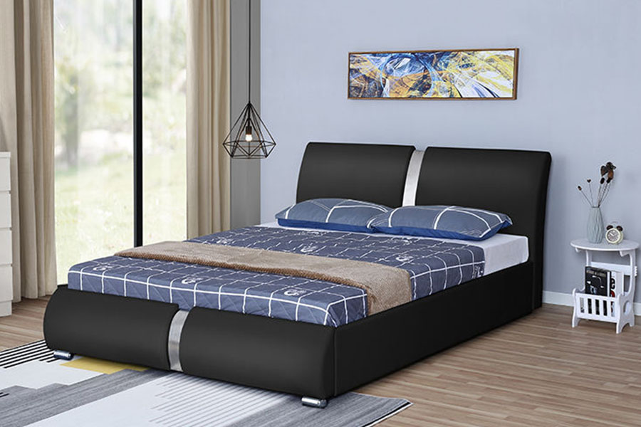 Stóráil Seomraí Leapa Ottoman Ilmhéide 1285G Faux-Leathar Faux Fráma Leaba Upholstered