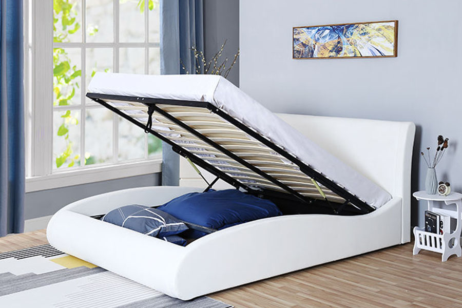 Fráma Leaba Stórála Seomraí Leapa Stórála Seomraí Leapa Cluas-Bhog 1280G Faux-Leathar Faux