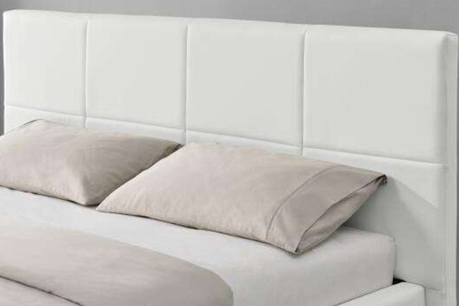 1239-1G Bán Faux-Leathar Ottoman LED Fráma Leaba Dúbailte Upholstered